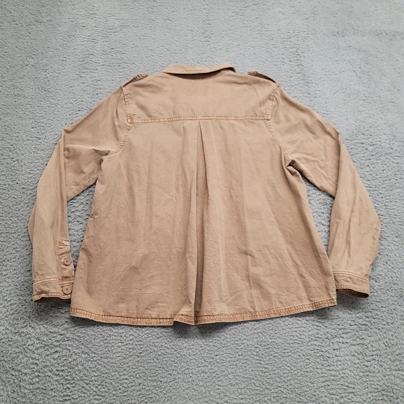 Lucky Brand Shirt Womens Medium Tan Western Cowboy Long‎ Sleeve Pockets Casual - Picture 3 of 8